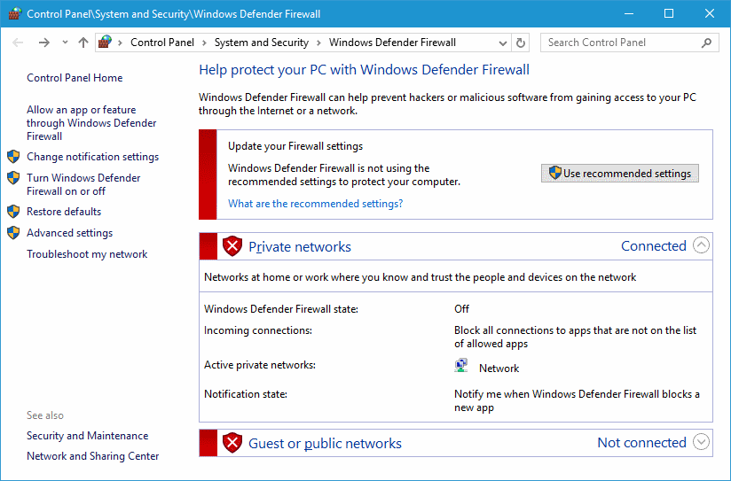 windows firewall